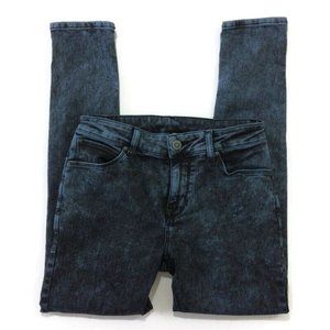 Asos Women's Skinny Jeans Acid Wash Blue Black Denim Size 28x27.5 Mid Rise